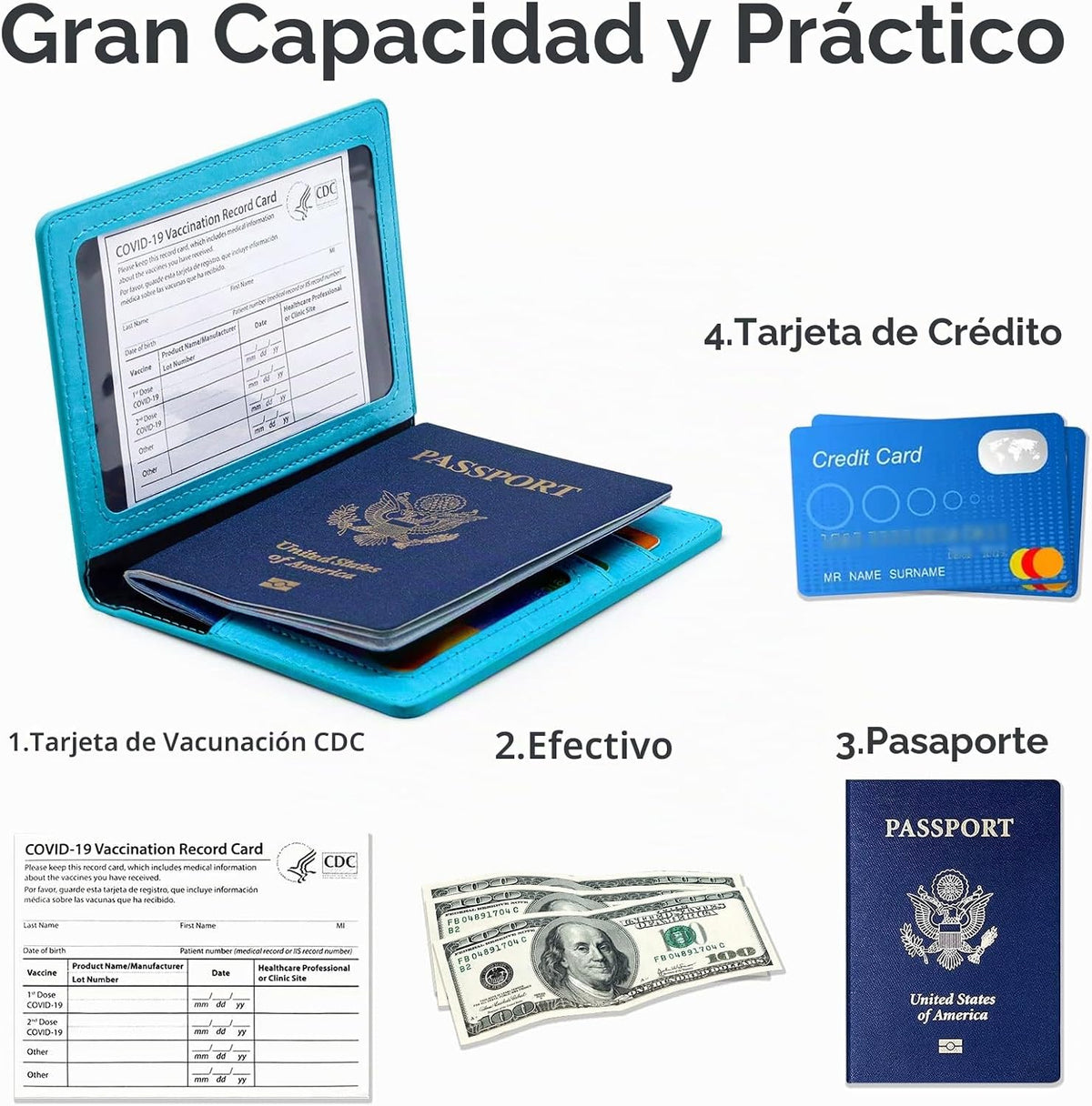 Funda para pasaporte con bloqueo RFID de piel, tarjetero con ranura...
