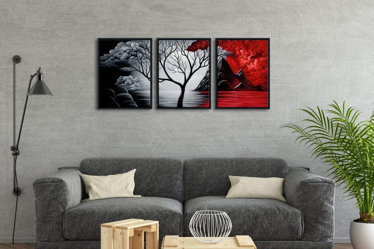 Wieco Art Arte de pared enmarcado, arte de pared de árbol de nube,...