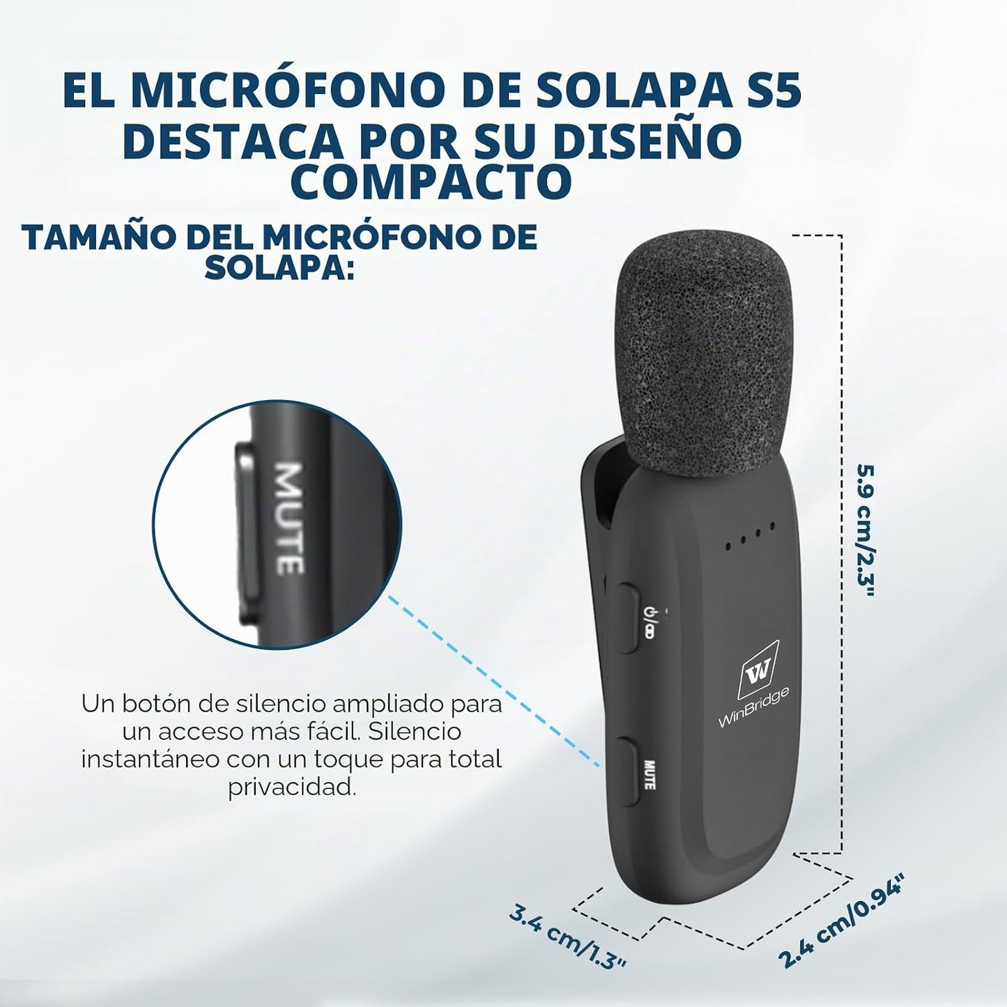 WinBridge - Amplificador de voz inalámbrico con micrófono de solapa...