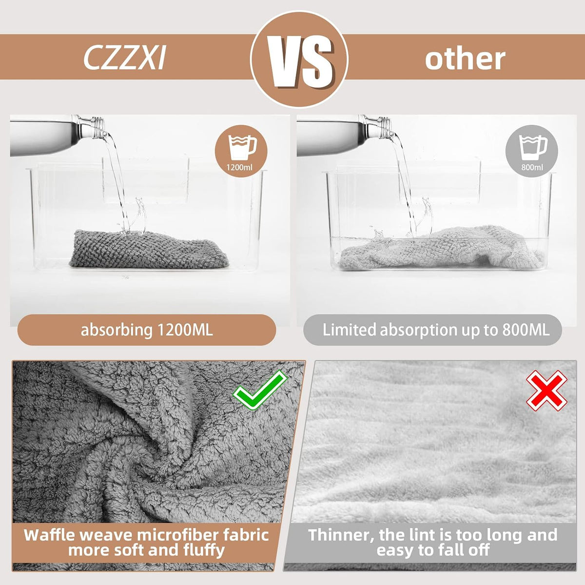 CZZXI 3 toallas de microfibra para el cabello, envolturas para el c...