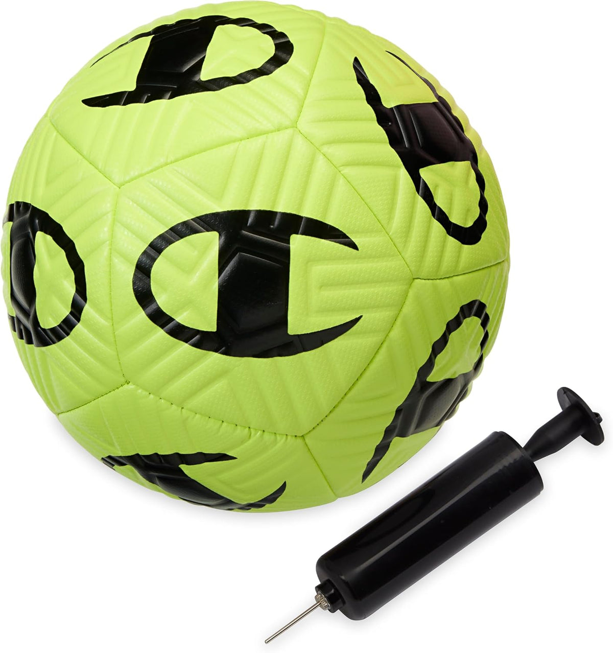 Champion Playmaker Logo Balón de fútbol desinflado con bomba, balón...