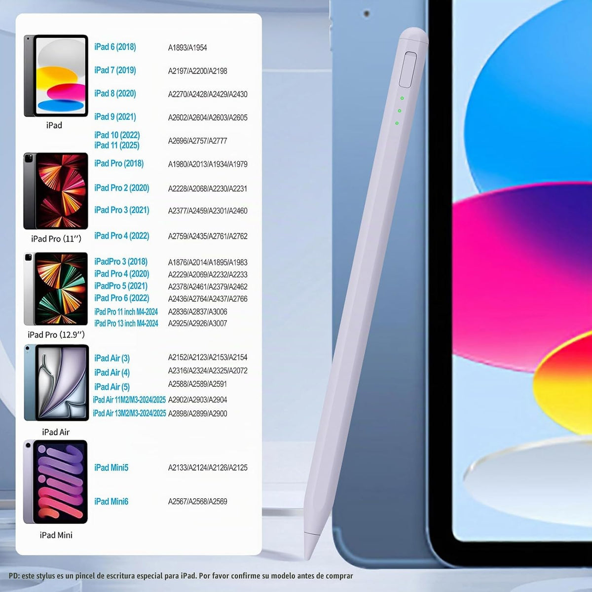 Pluma táctil para iPad 11 y 10ª generación, carga 14 minutos más rá...