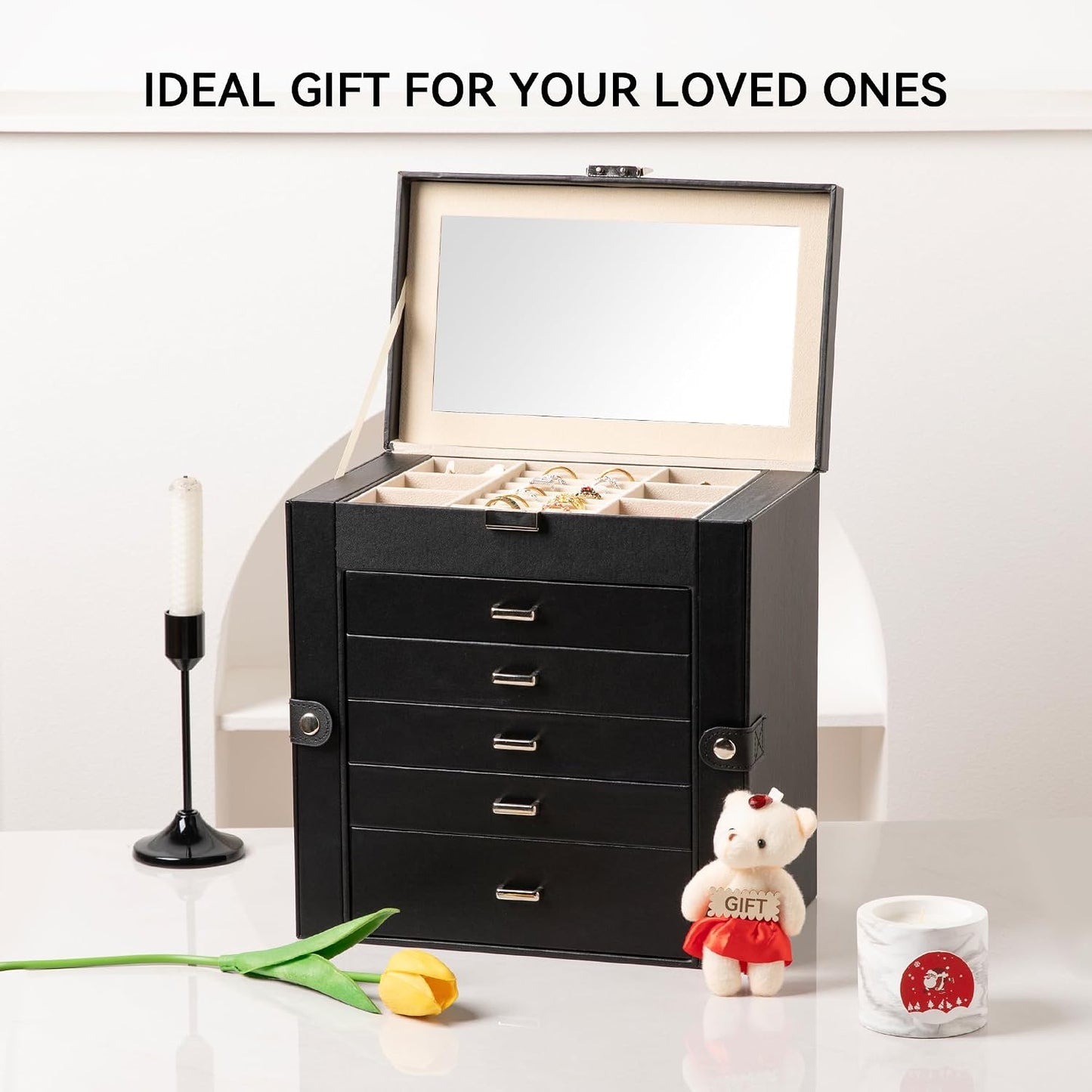 Frebeauty Joyero Grande, Organizador de Joyas de Cuero PU de 6 Nive...