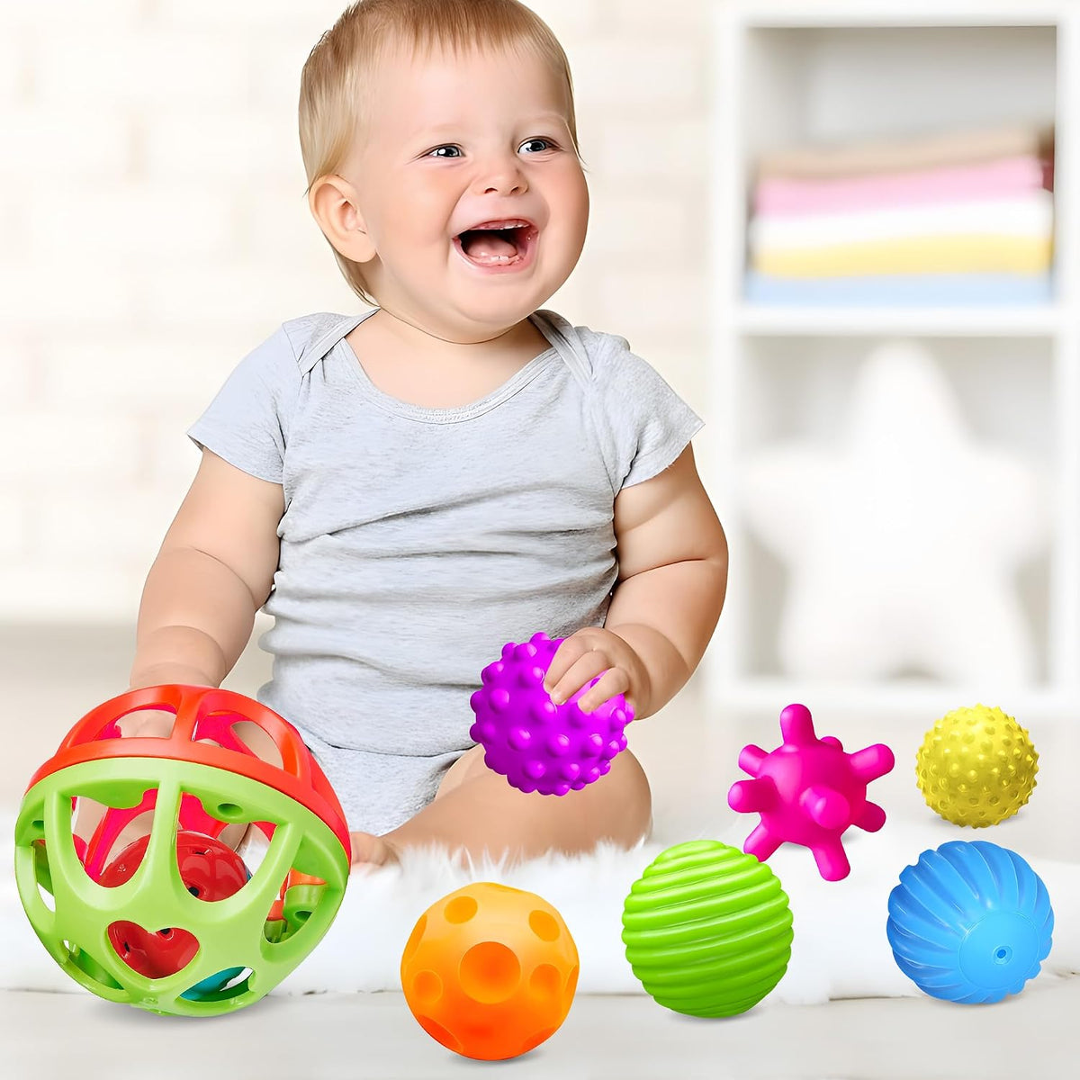 Juguetes Montessori ROHSCE - Bolas Sensoriales para Niños Pequeños,...