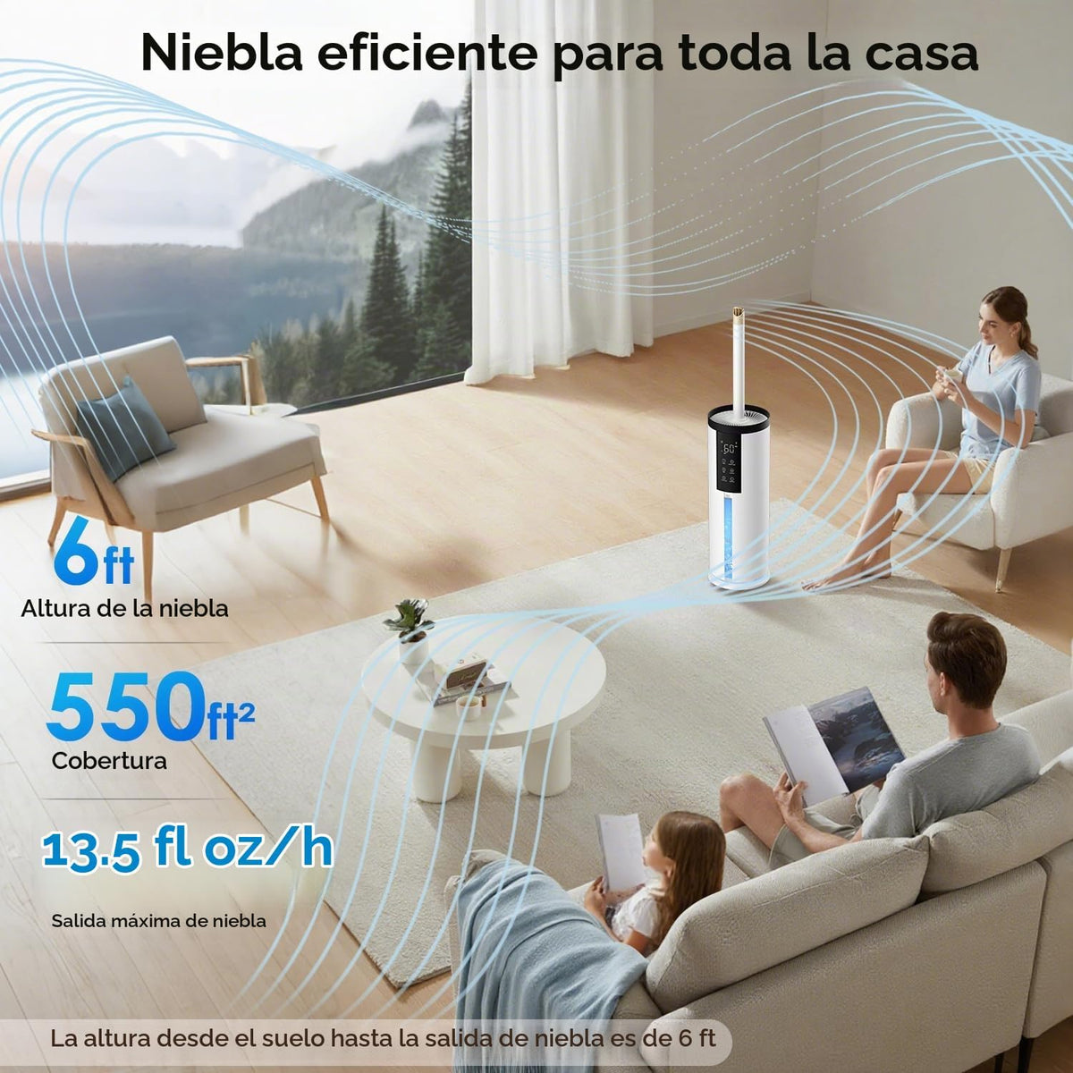 Humidificador doméstico GloryAir para habitación grande, relleno su...