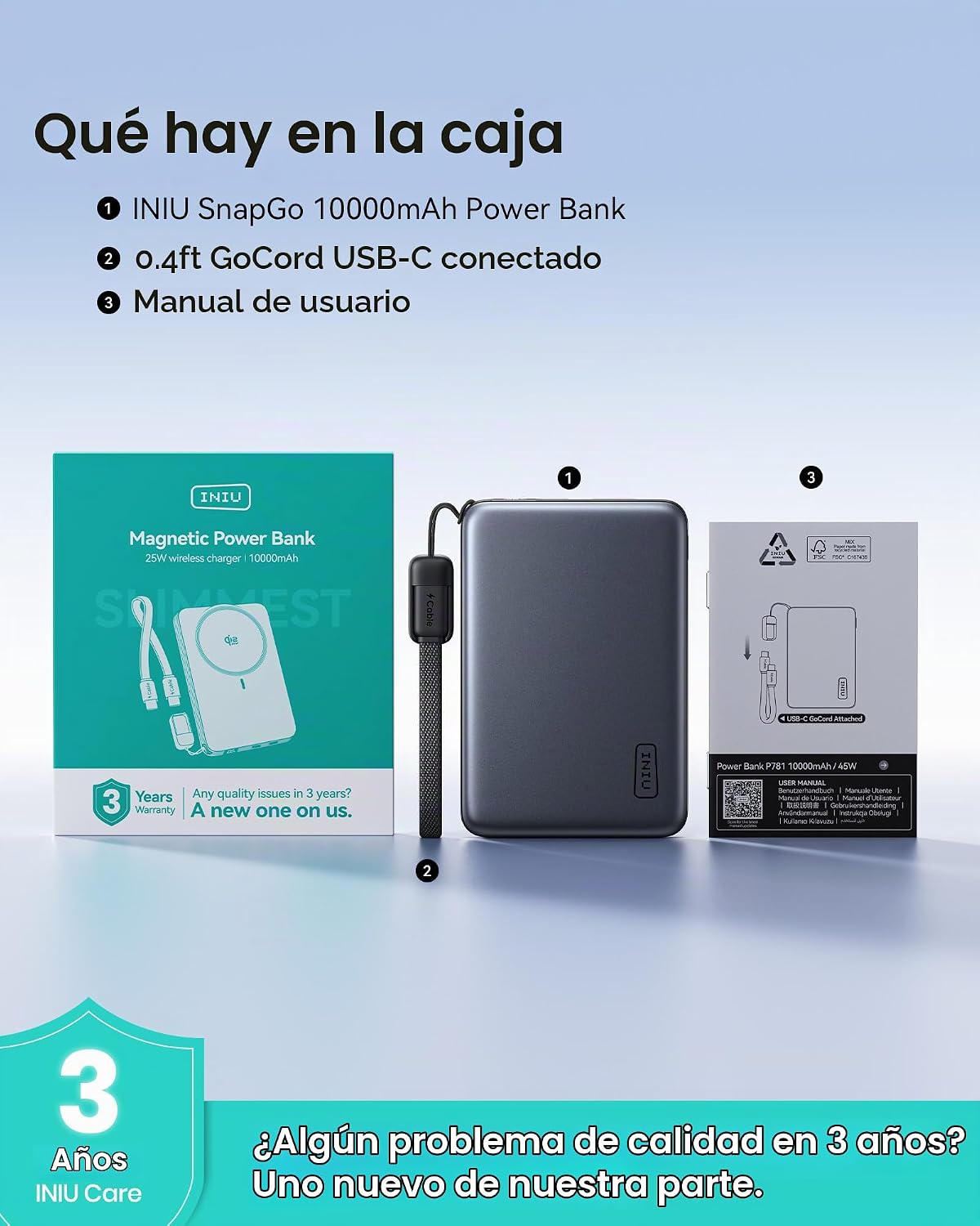 INIU para MagSafe Qi2.2 25W cargador portátil, banco de energía más...