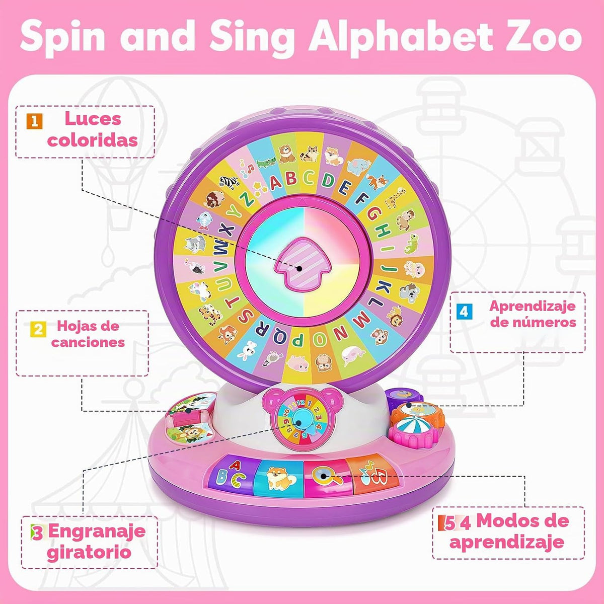 Juguetes de aprendizaje para niñas de 1 a 3 años, zoológico del alf...