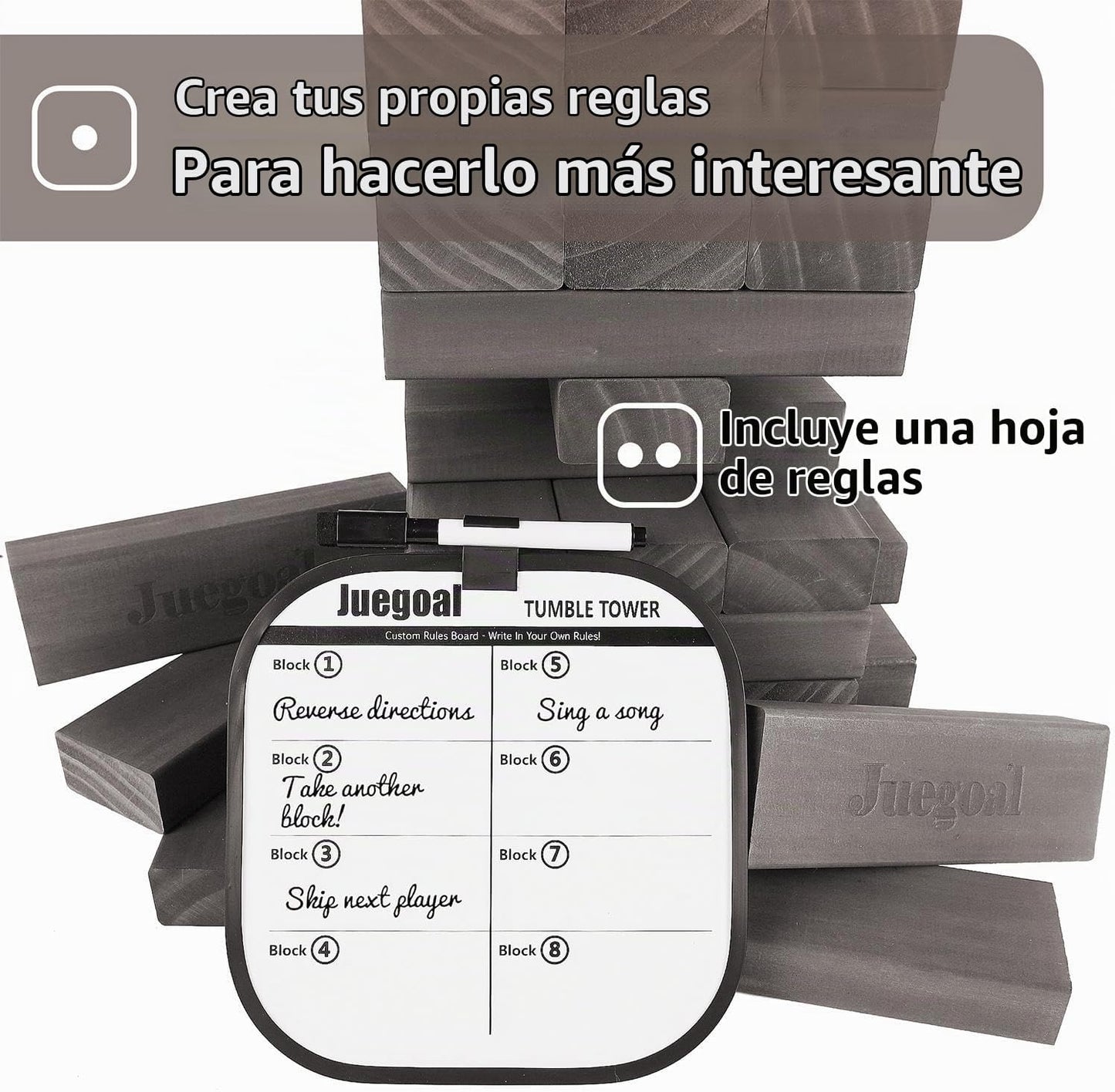 Juegoal Torre Gigante de Caída de 54 Piezas Gris para Adultos, Niño...
