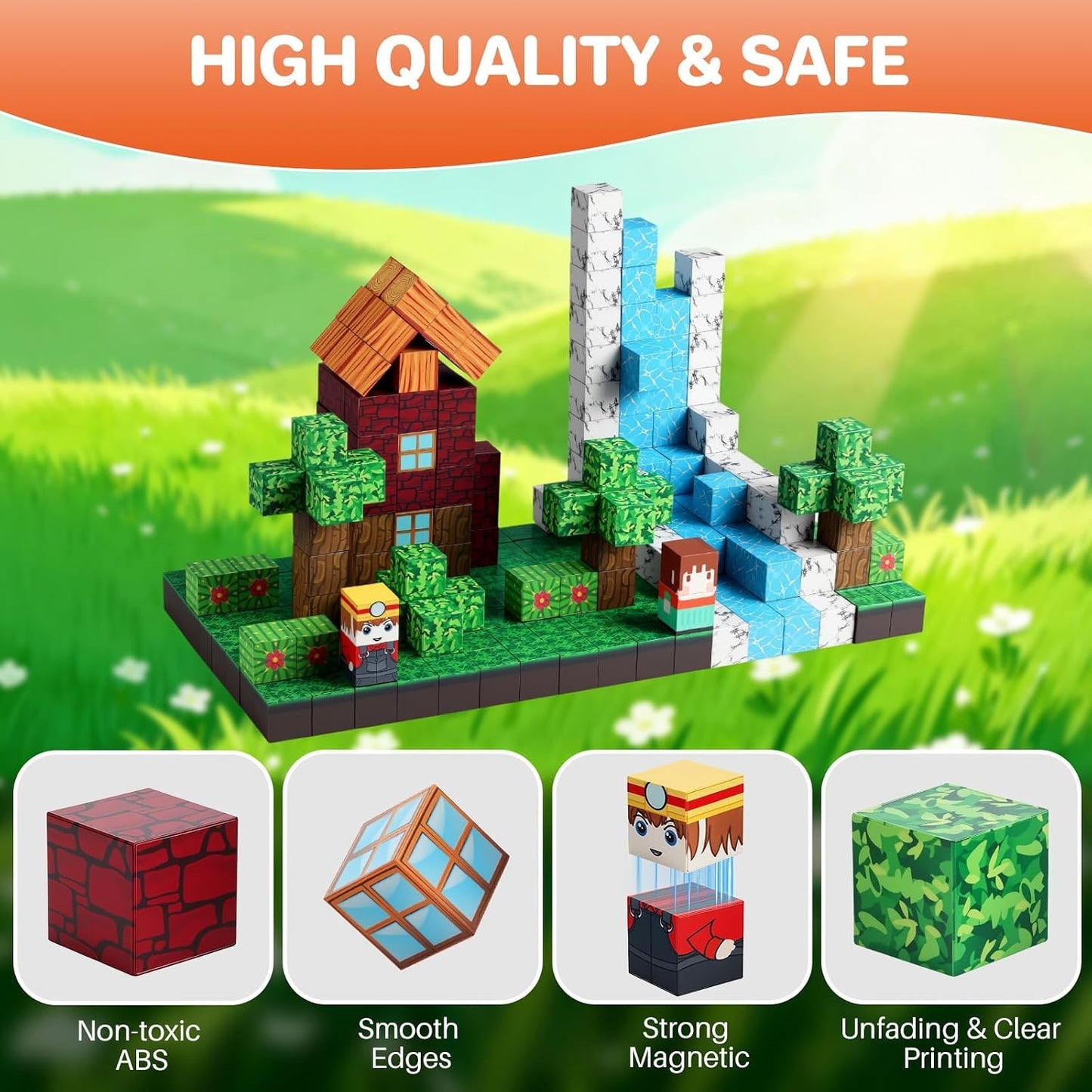 FUNYKICH 300 bloques magnéticos para niños, juego de cubo de constr...