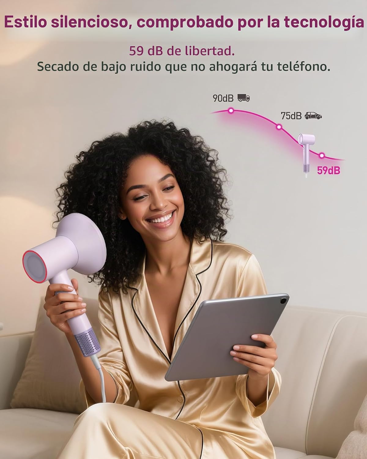 Zibtes - Secador de pelo de alta velocidad con difusor, secador ión...