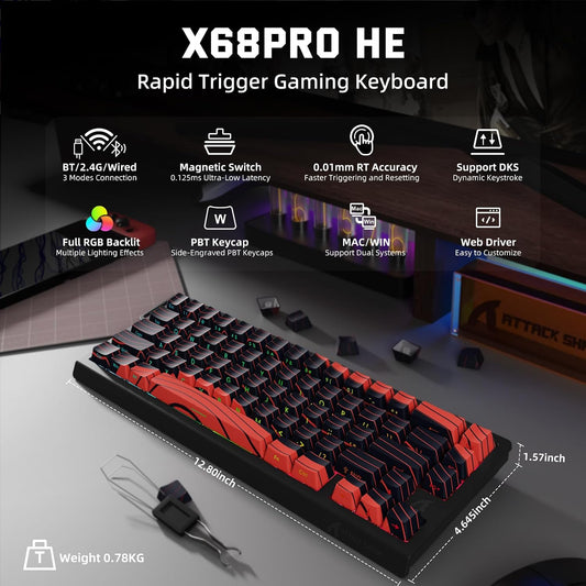 ATTACK SHARK Combo de teclado y mouse inalámbrico para juegos X11 y...