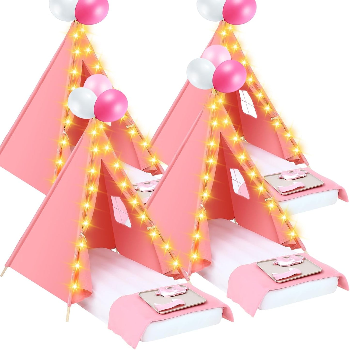 Windyun Paquete de 4 Carpas Tipi para Niños para Fiesta de Pijamas...