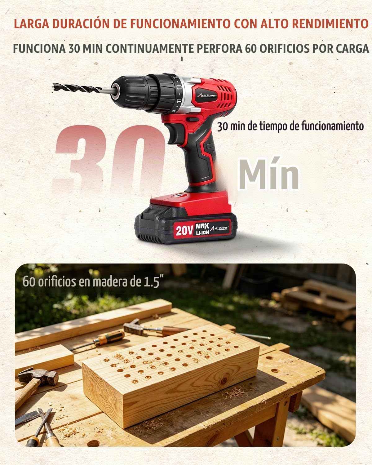 AVID POWER Juego de taladro inalámbrico de litio de 20 V Max, kit d...