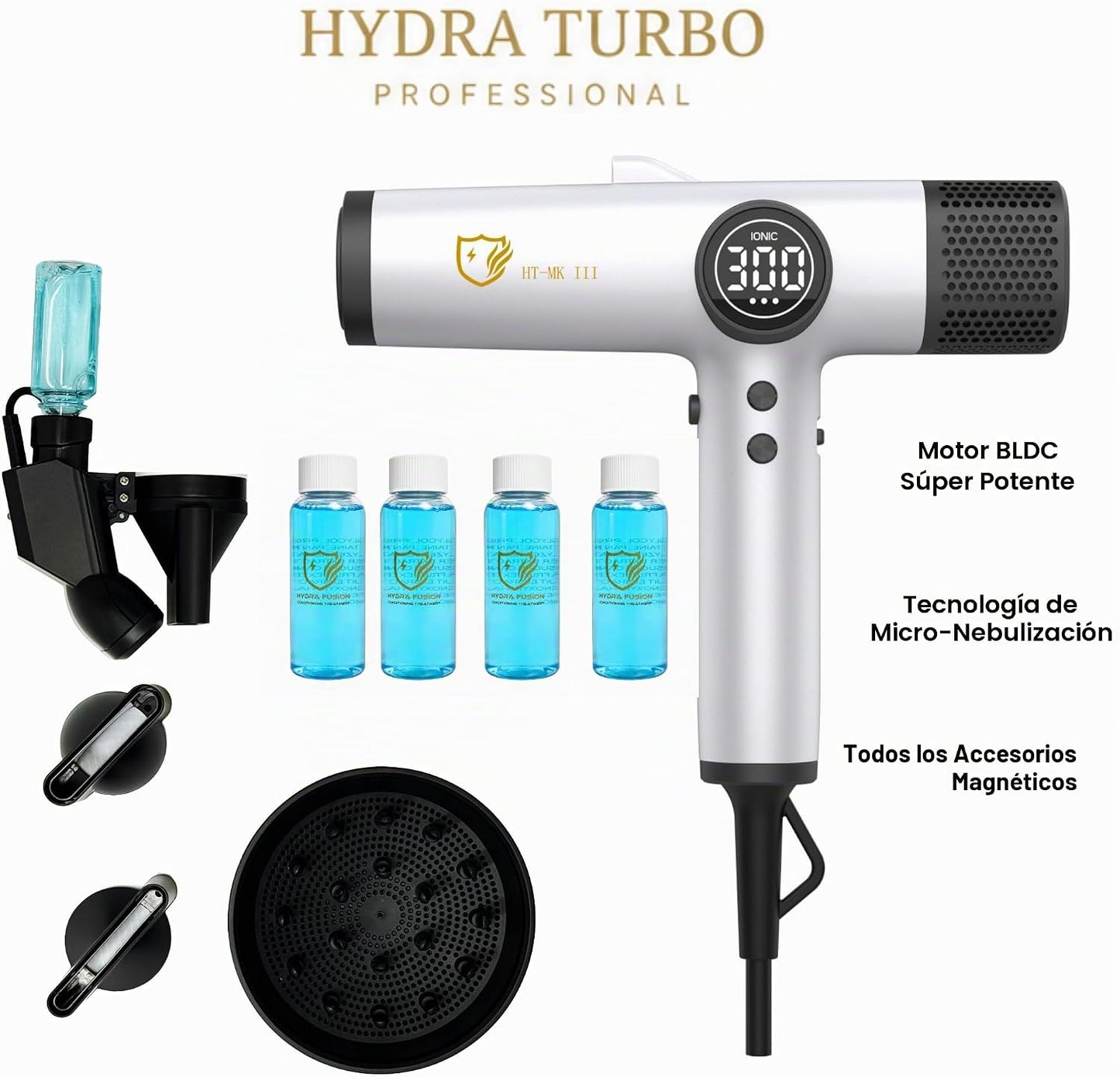 Hydra Turbo Mark 3 (blanco suave) Secador de pelo profesional iónic...