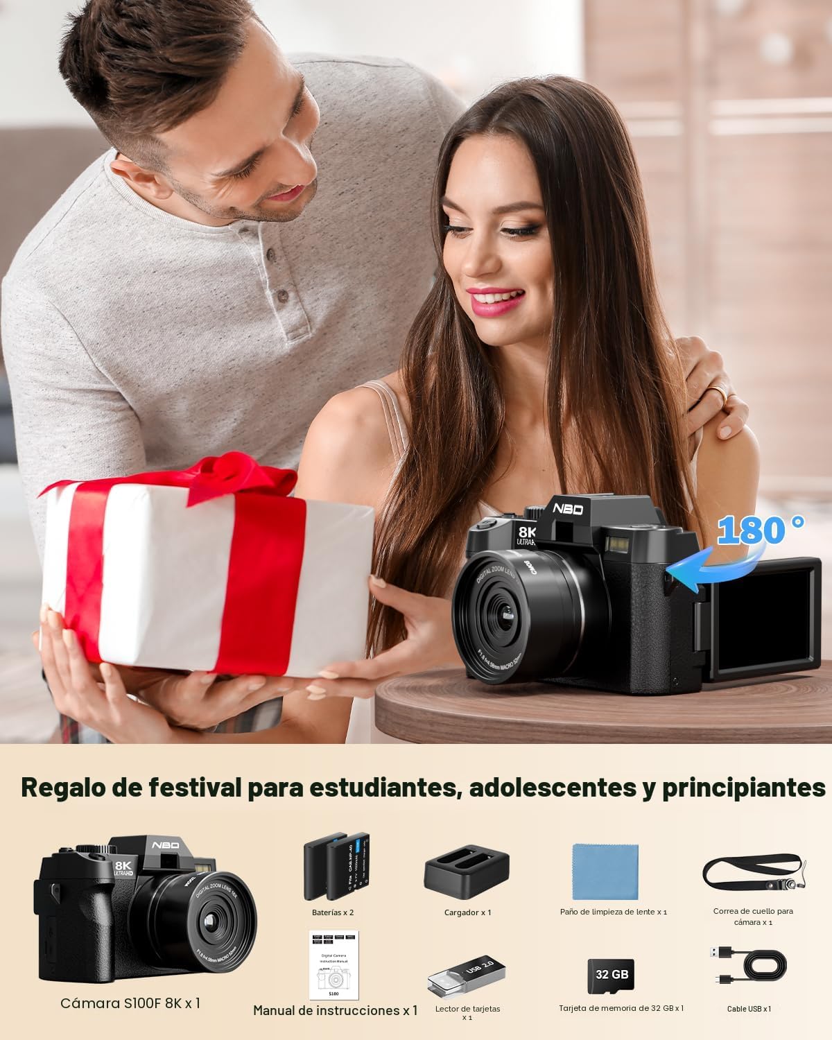 Cámaras digitales NBD 8K 64MP para fotografía, lente macro de 52 mm...