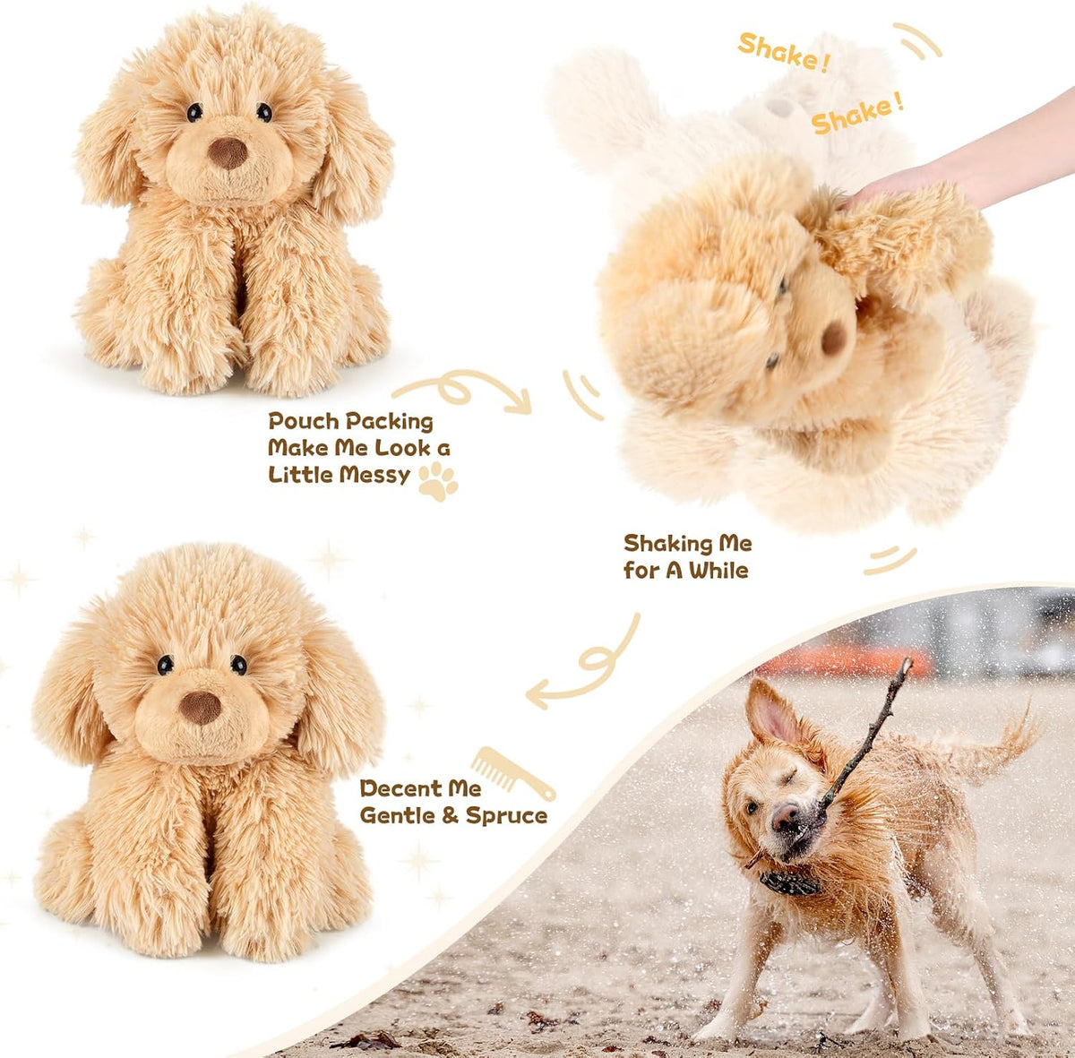 Peluche de Golden Retriever Calentable SuzziPals, Animal de Peluche...