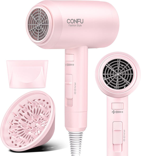 Secador de pelo con difusor, secador de pelo CONFU para mujeres, se...