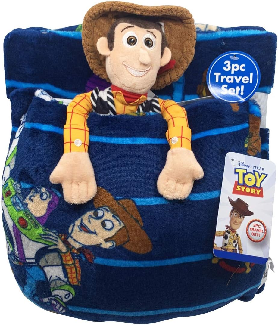 Disney Pixar Toy Story - Juego de manta y almohada de viaje para ni...