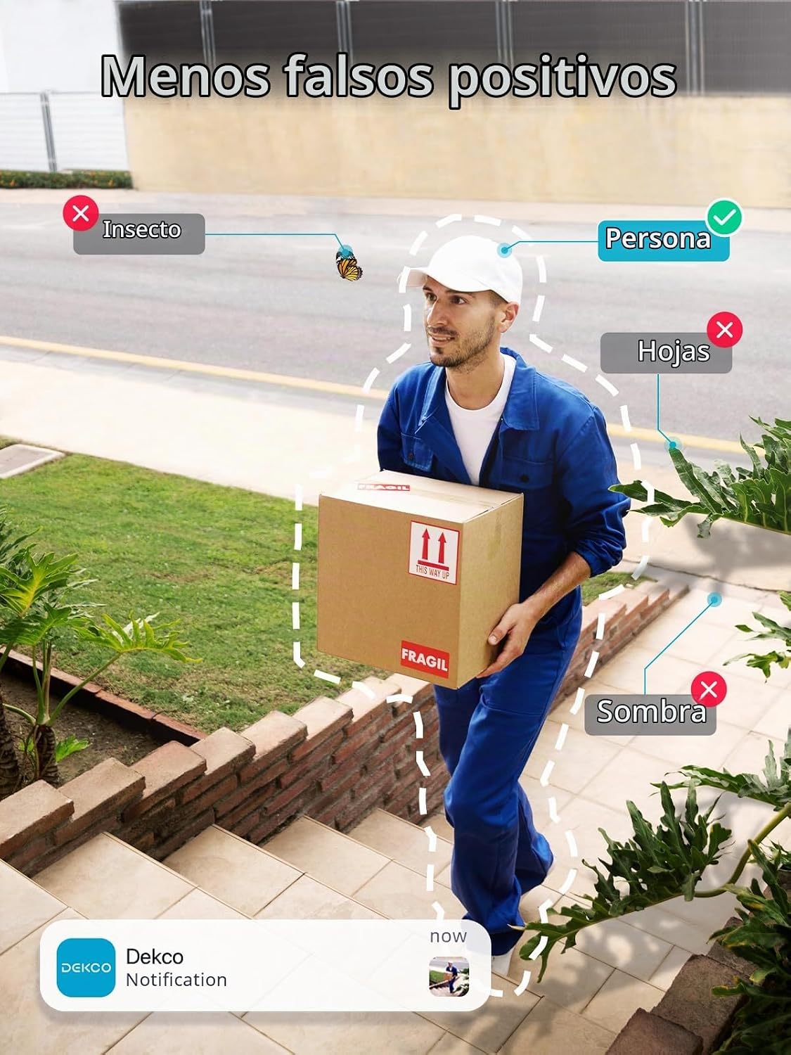 DEKCO Cámara WiFi 2K rotación panorámica 180° cámaras de seguridad...