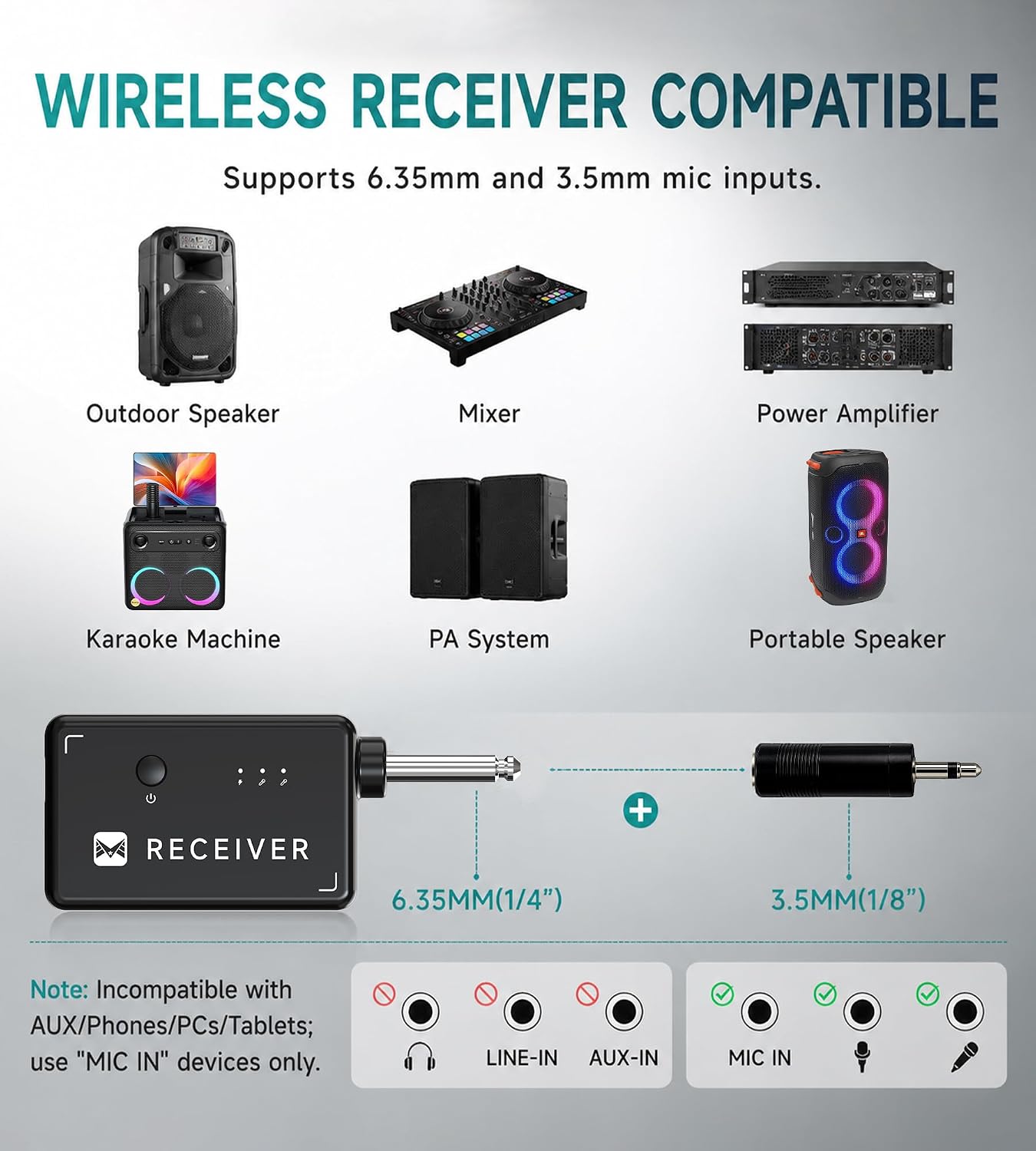 ECHOMUSSY Micrófonos inalámbricos recargables duales para karaoke y...