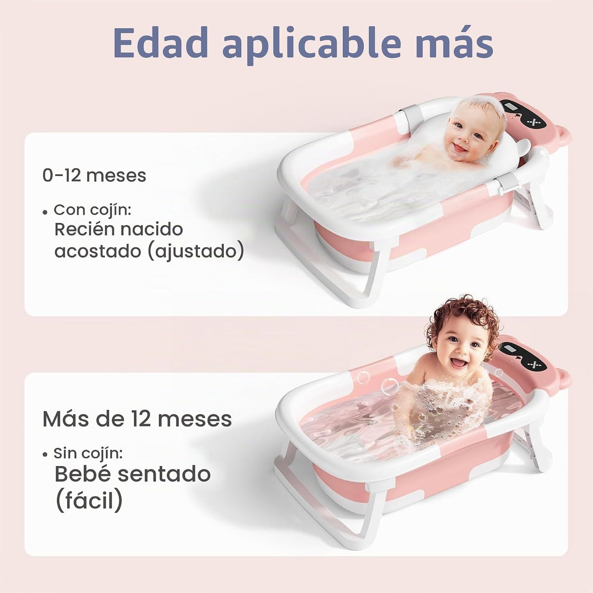 Kerbwry Bañera plegable para bebés recién nacidos y niños pequeños...