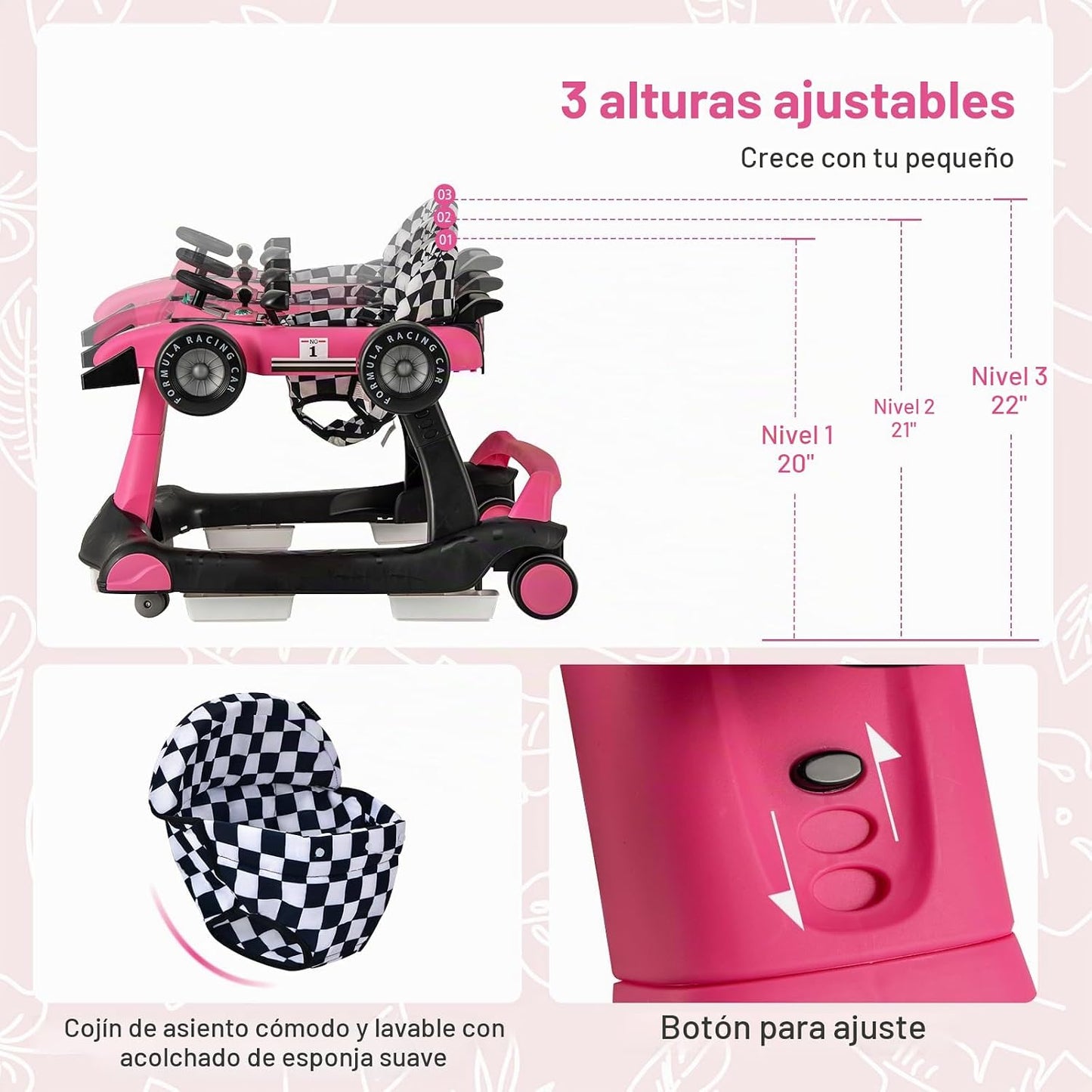 BABY JOY Andador de bebé 4 en 1, Andador de actividad plegable con...