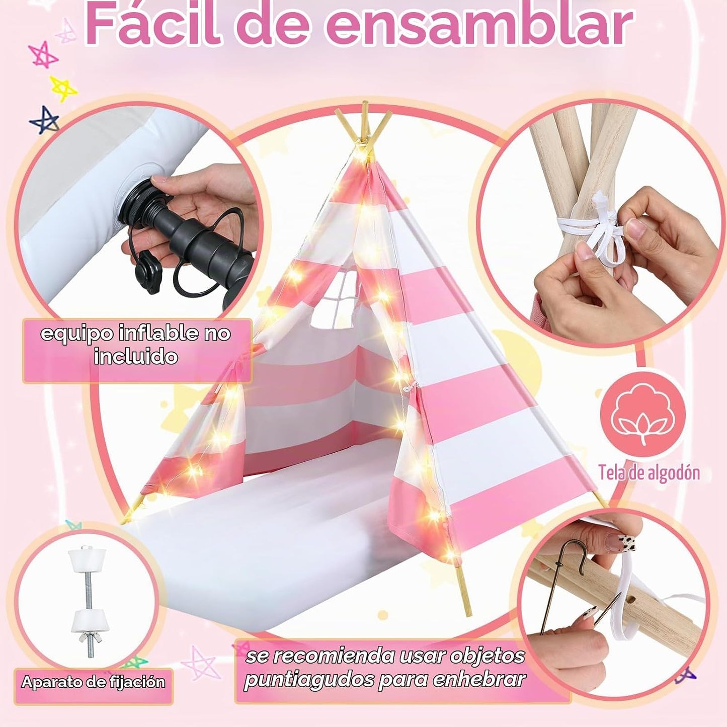 Lemosae Paquete de 6 Tiendas de Campaña Tipi para Pijamadas para Ni...