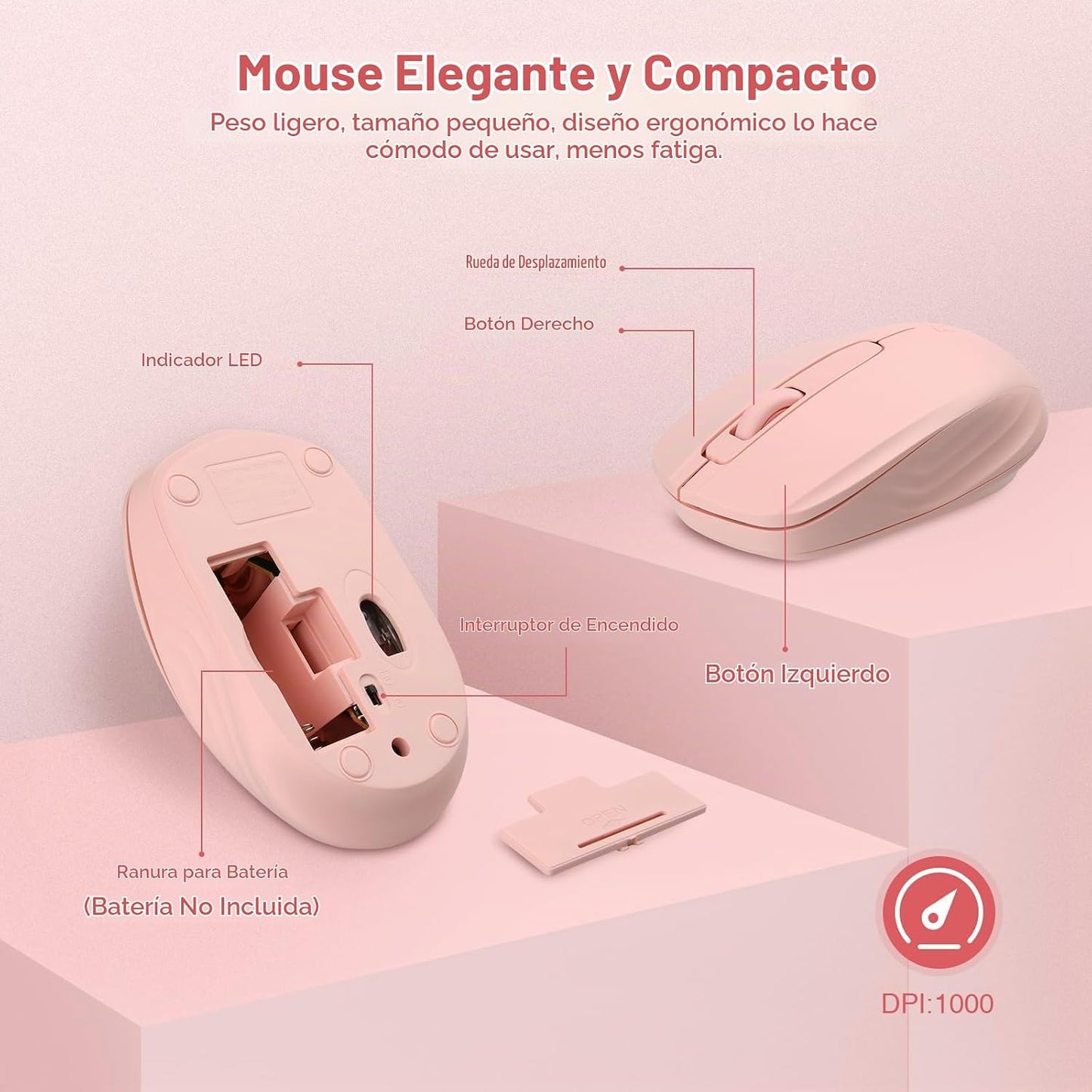 Combo de teclado y mouse inalámbricos, teclado estándar Rii para PC...