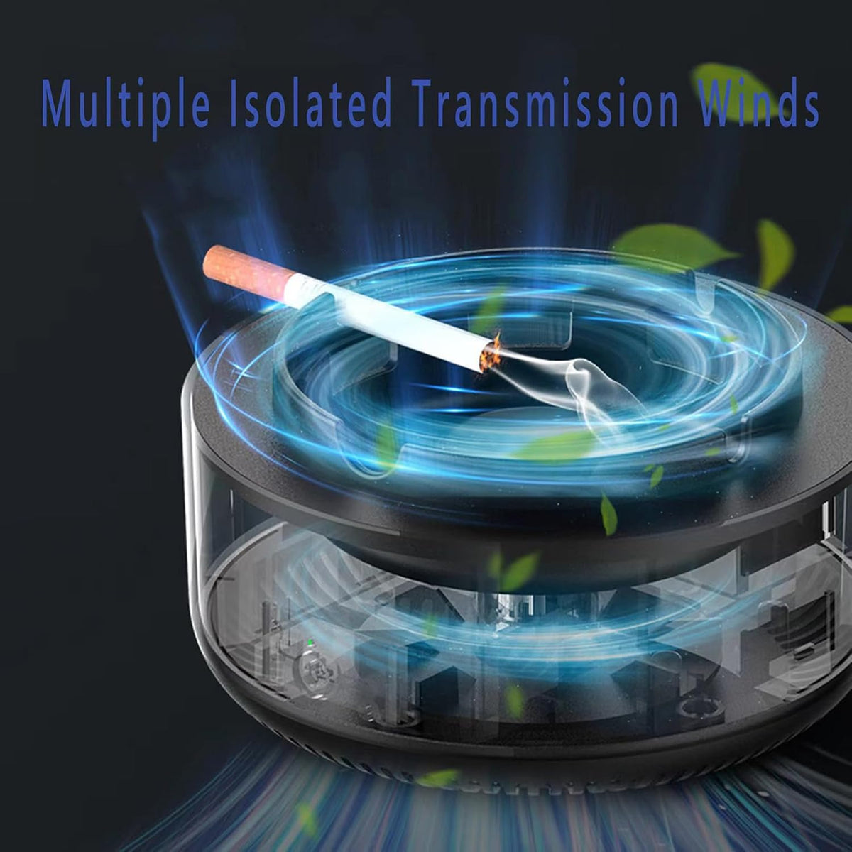 Cenicero multifuncional 2 en 1 sin humo, purificador de aire con fi...