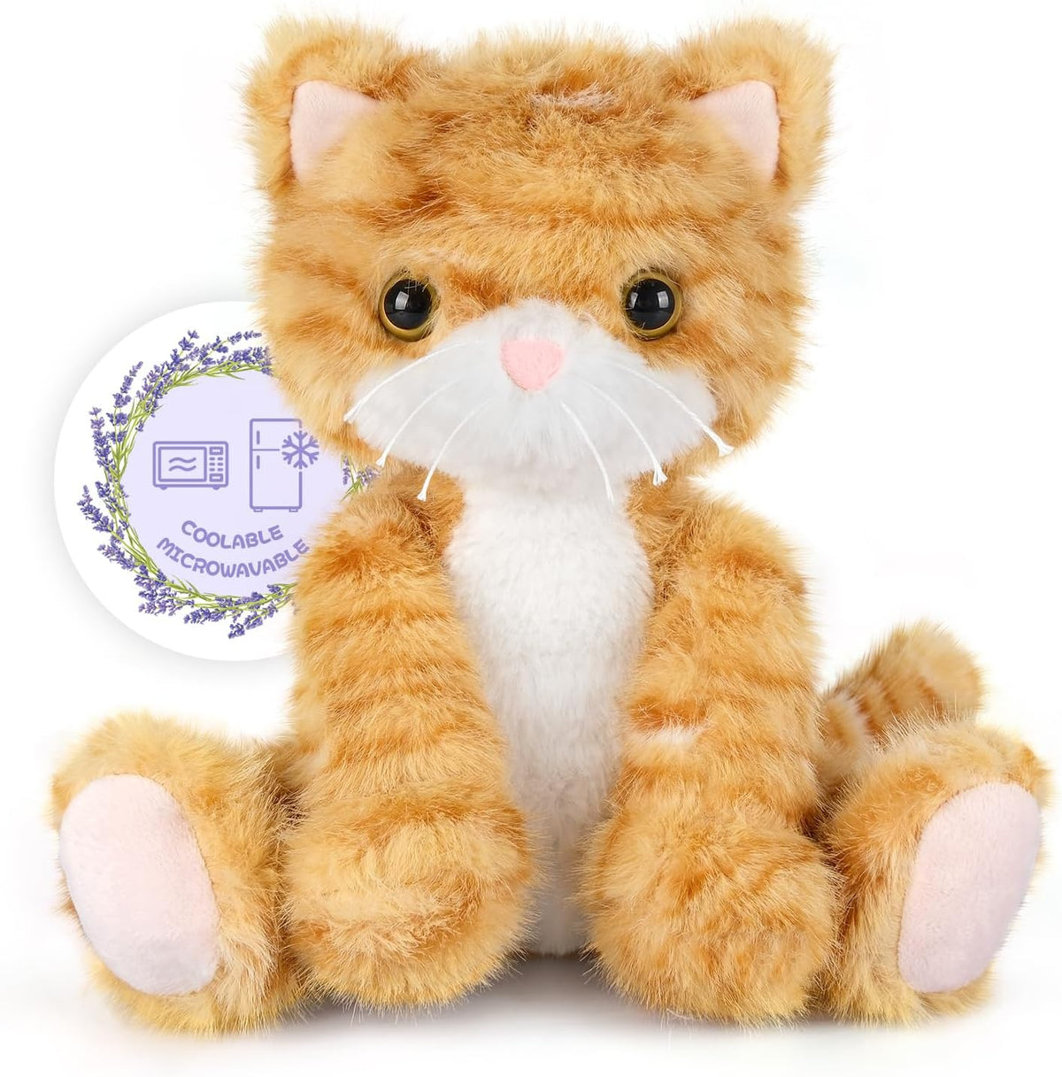 SuzziPals Animal de peluche de gato naranja calentable y enfriable,...