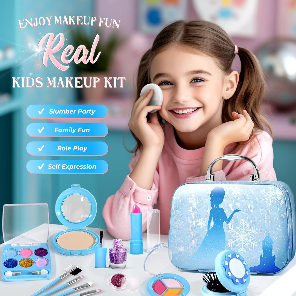 INNOCHEER - Kit de maquillaje infantil para niñas, juego de maquill...