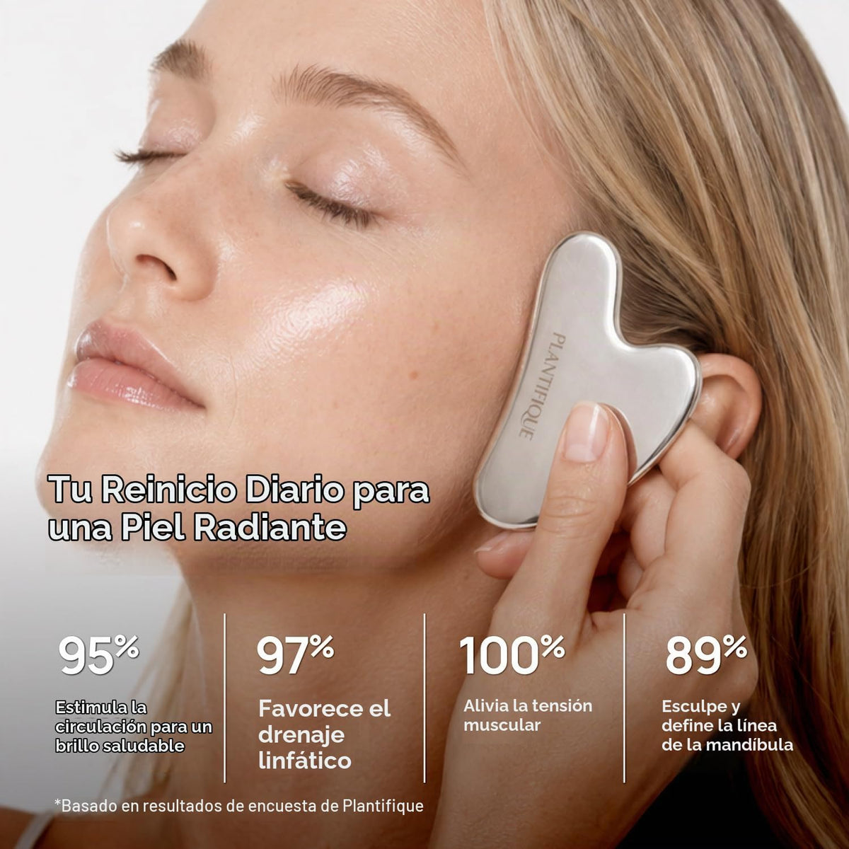 PLANTIFIQUE Herramienta facial Gua Sha de acero inoxidable - Masaje...