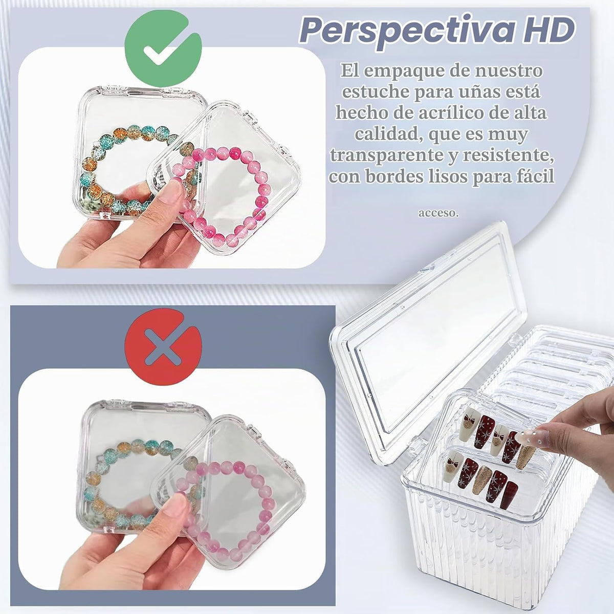 Oskrieel Caja de almacenamiento de uñas a presión, 12 piezas, caja...