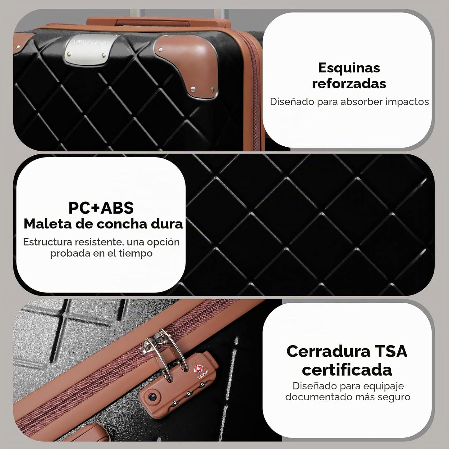 Voytra Juego de equipaje ABS Hardside maleta ligera con 8 ruedas gi...