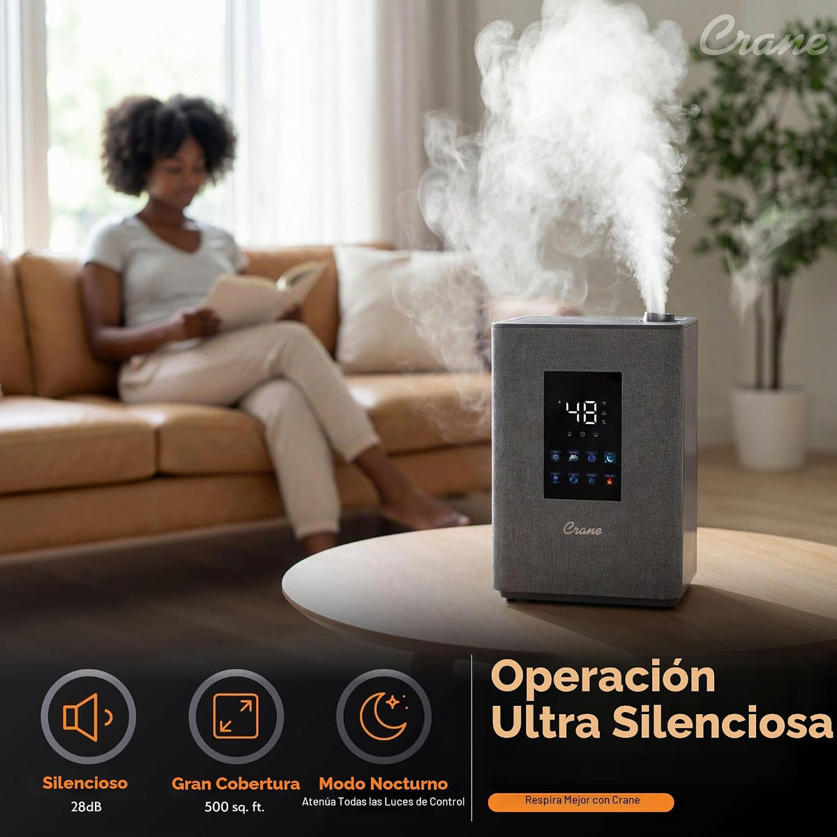 Crane Humidificador de niebla cálida y fría de 4.5L, humidificador...
