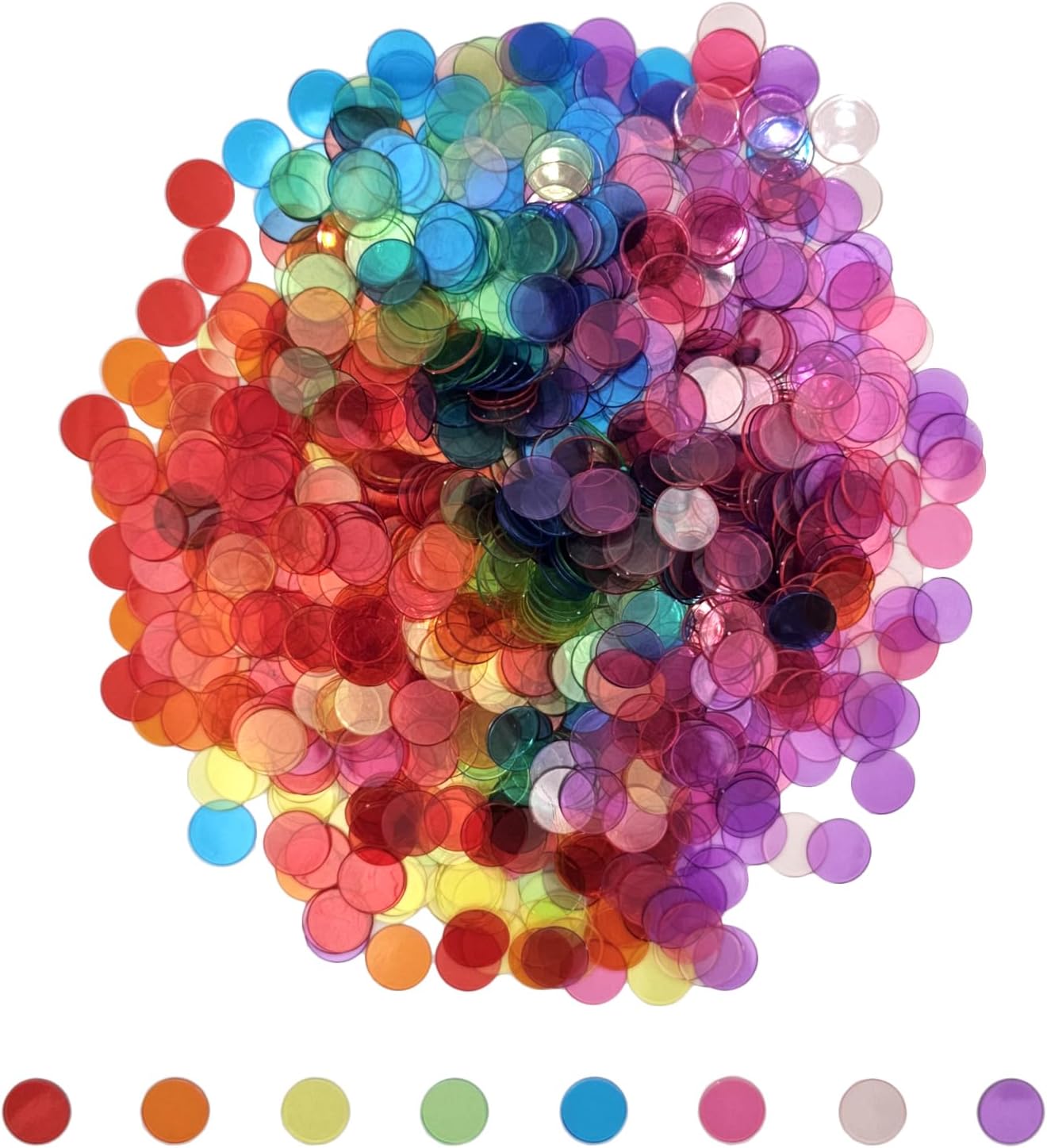 SUTIMSHE 1000 fichas de plástico transparentes de 8 colores para co...