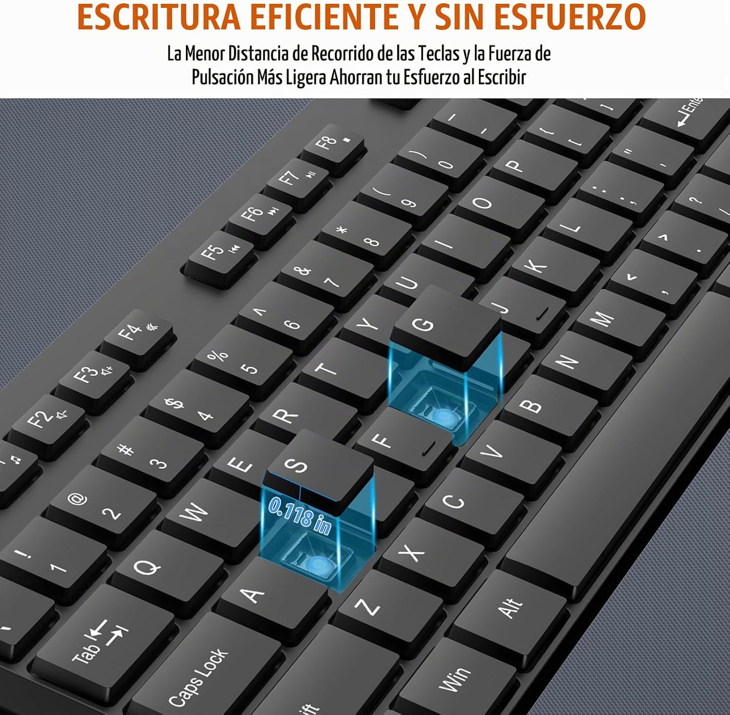 Combo de teclado y mouse inalámbrico, EDJO, teclado y mouse USB ina...