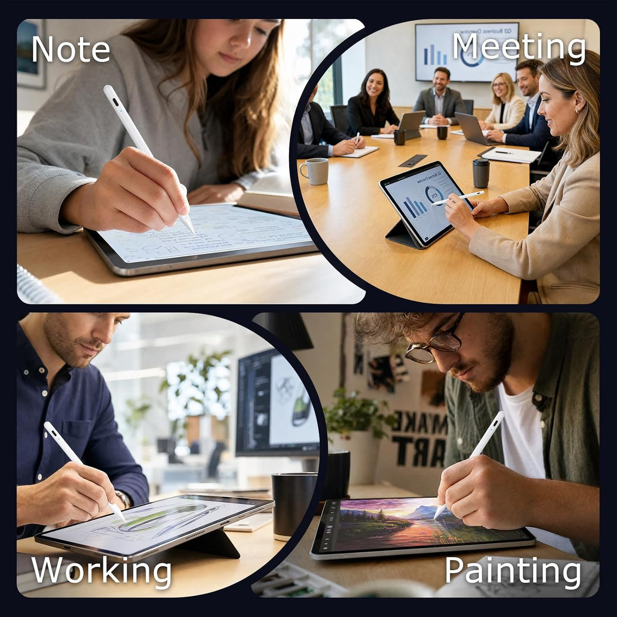 Lápiz óptico para iPad con rechazo de palma y carga rápida, lápiz a...