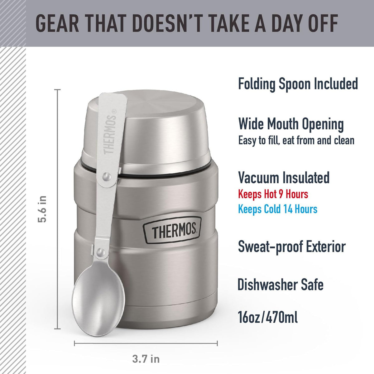 THERMOS Stainless King - Tarro de alimentos aislado al vacío con cu...