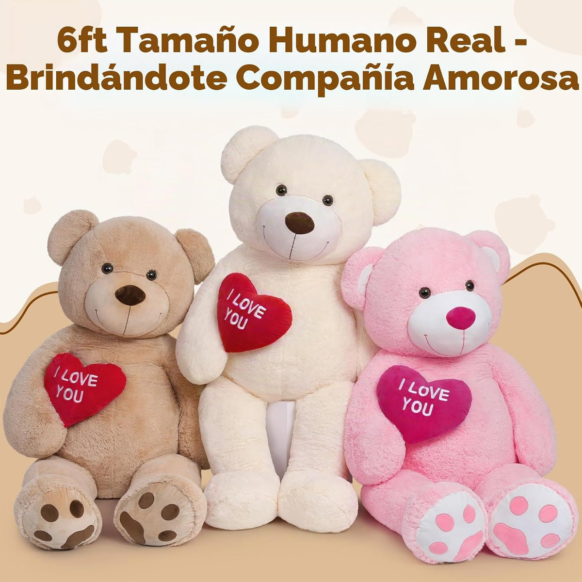 MaoGoLan Oso de Peluche Gigante de 6 Pies para Novia - Corazón Rojo...