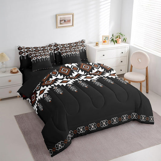Feelyou - Juego de ropa de cama negro azteca del suroeste de 7 piez...