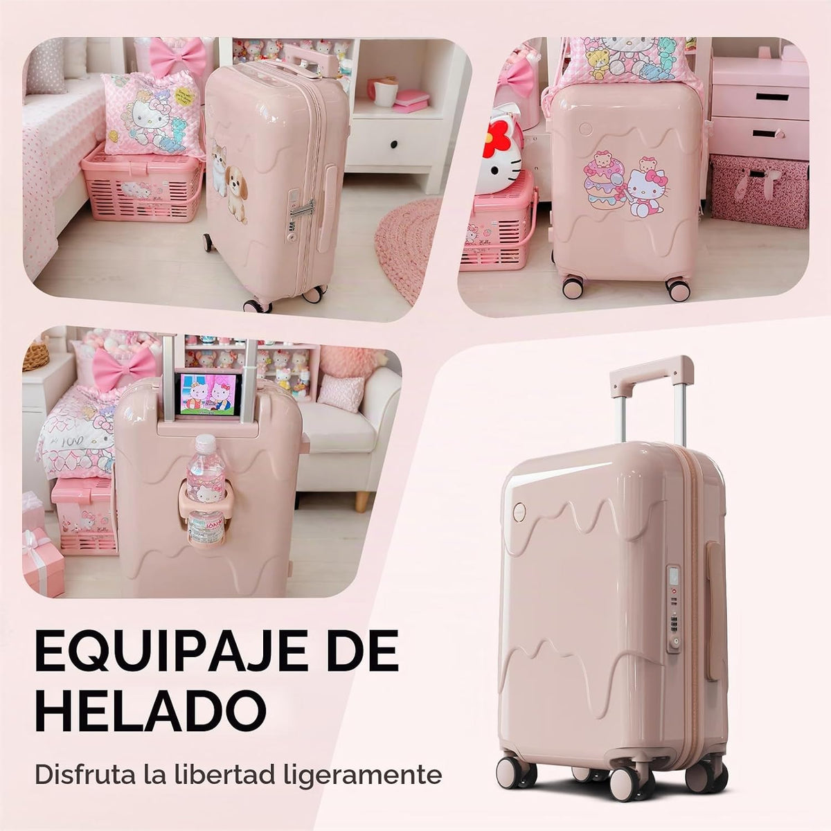 ROAMING Rosa lindo equipaje de mano de 20 pulgadas con ruedas girat...