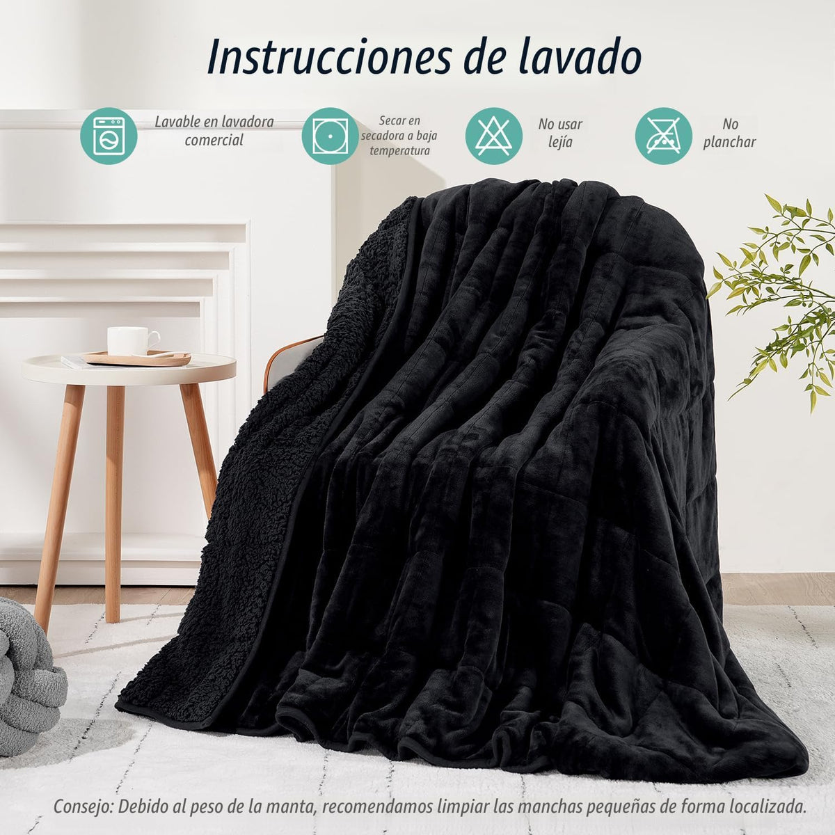 Wemore - Manta con peso para adultos, forro polar Sherpa de 15 libr...