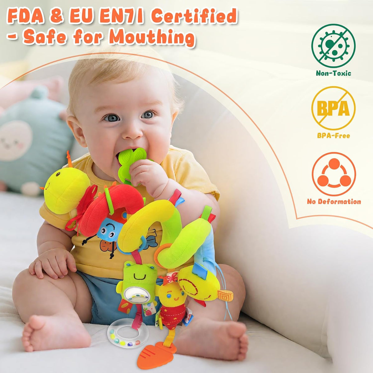 Zendstanding Juguetes de asiento de coche en espiral para bebés, 0...