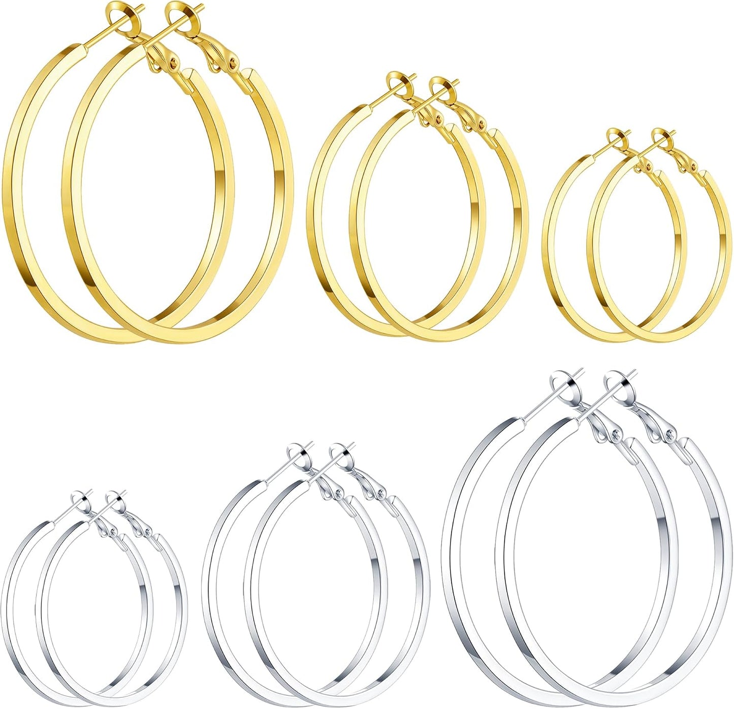 5\/12 Pares Pendientes de Aro Chapados en Oro y Plata para Mujer, J...