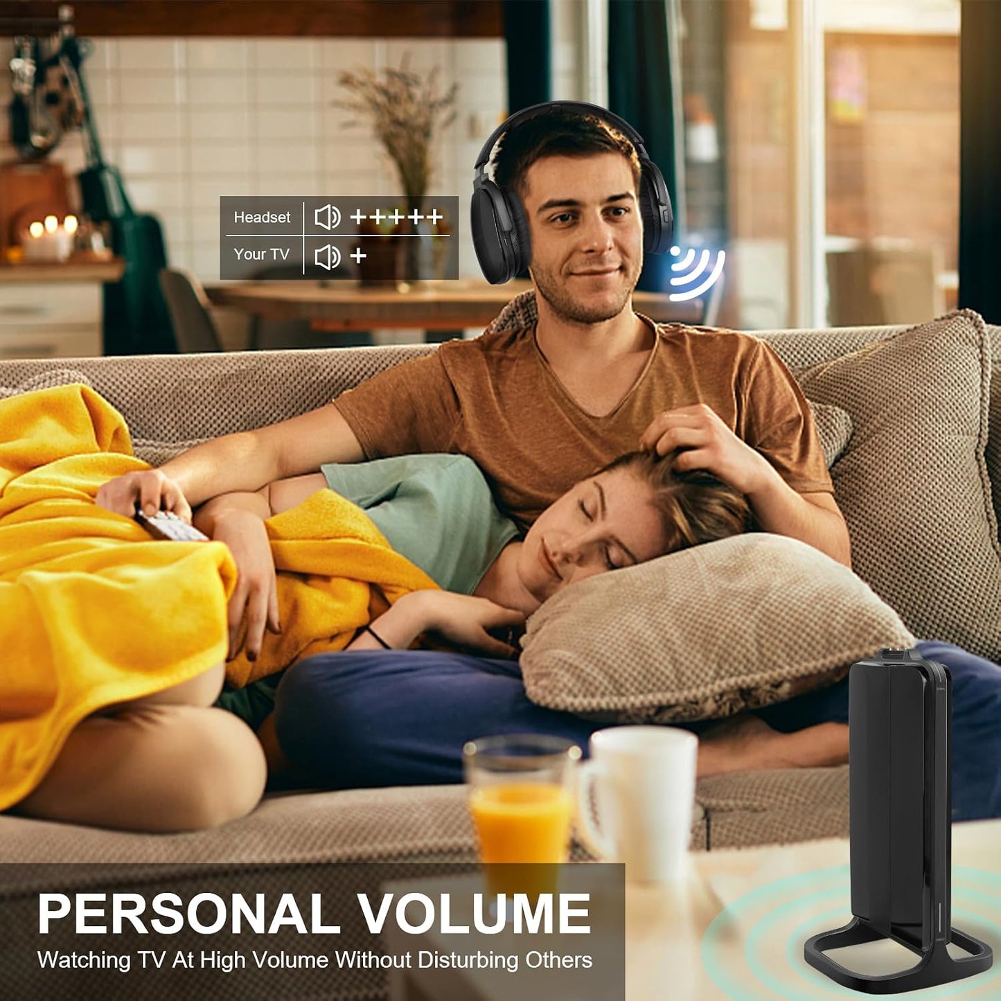 Daysnew - auriculares inalámbricos para TV con base de carga y tran...