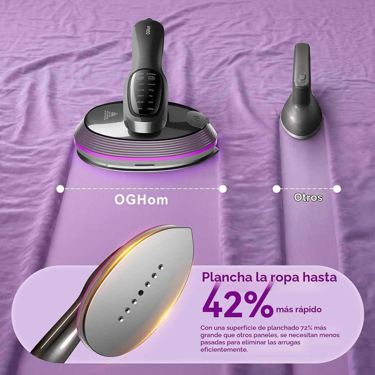 OGHom Vaporizador y plancha 2 en 1 para ropa, plancha de mano de 12...
