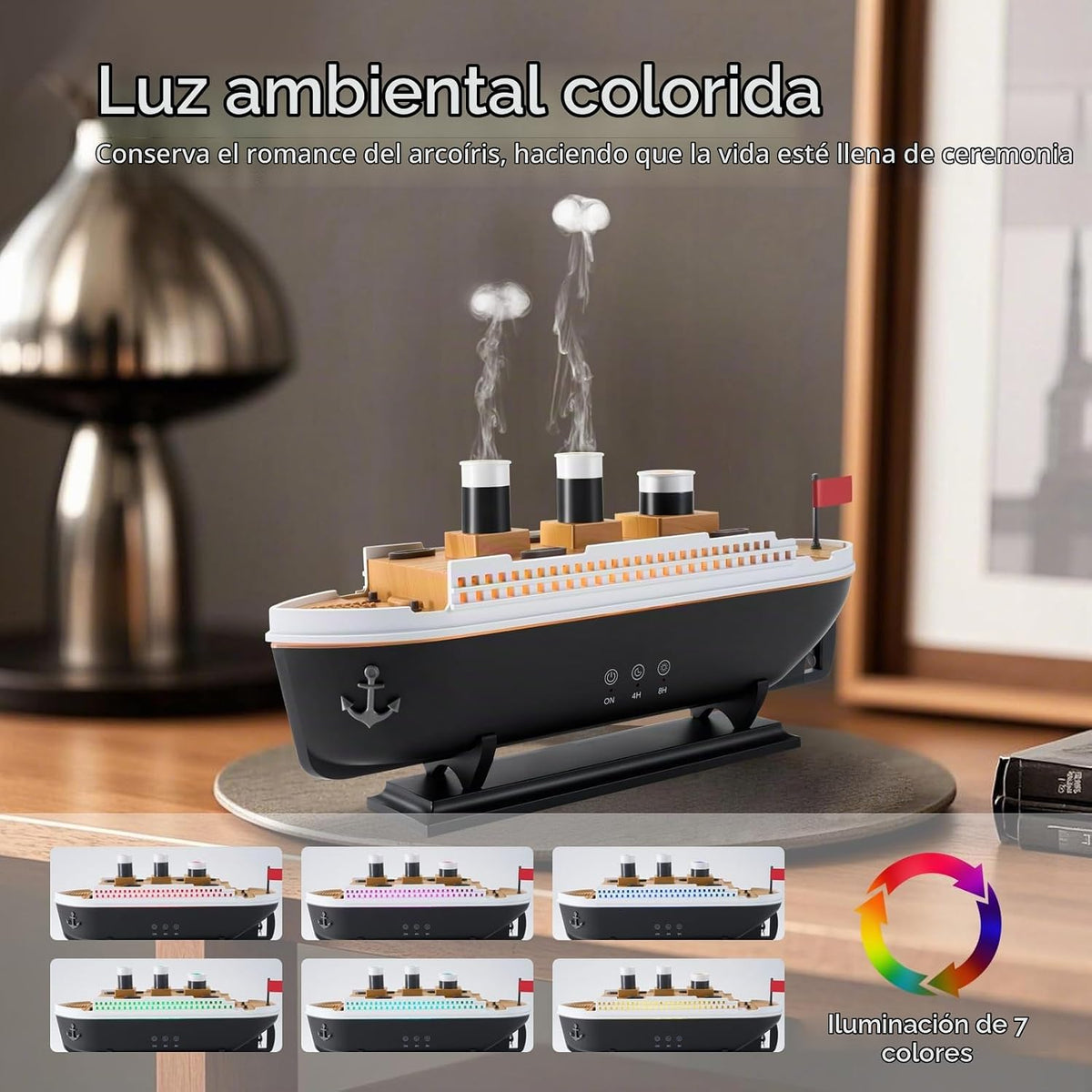 HIROGA Titanic Humidificador de 8.45 fl oz, difusor de aceite esenc...