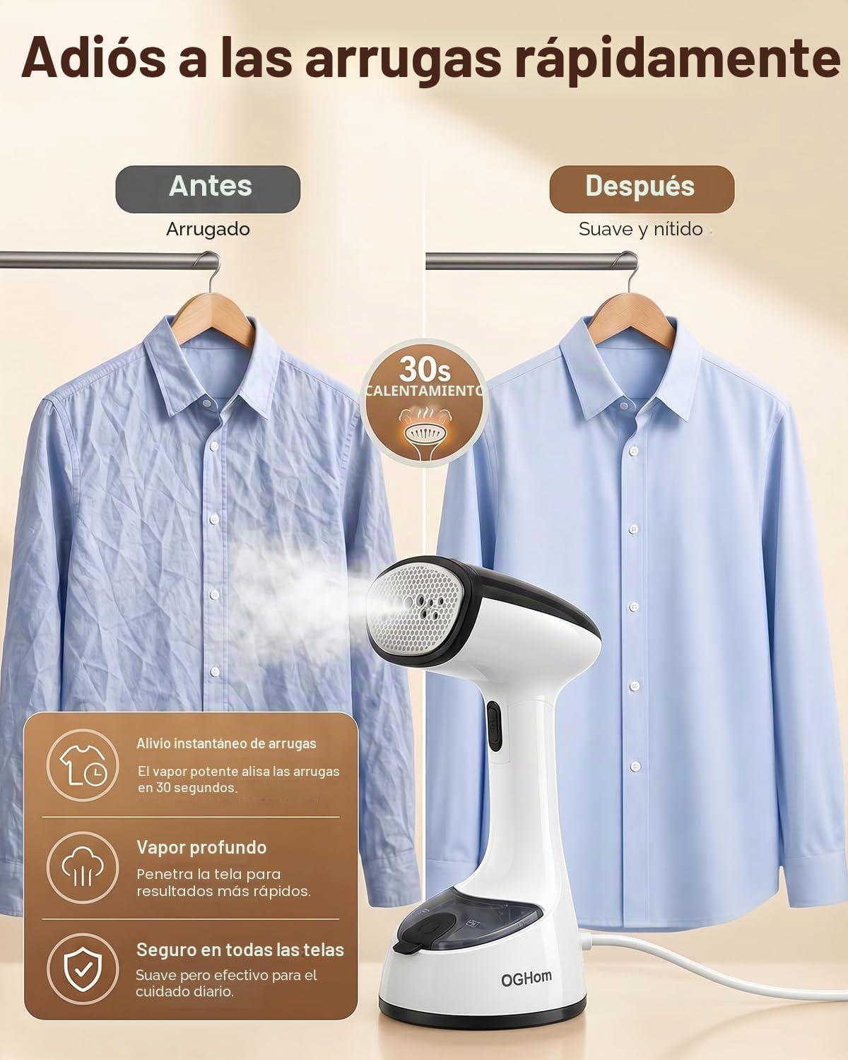 Vaporizador para ropa, vaporizador de ropa de mano para prendas, ca...