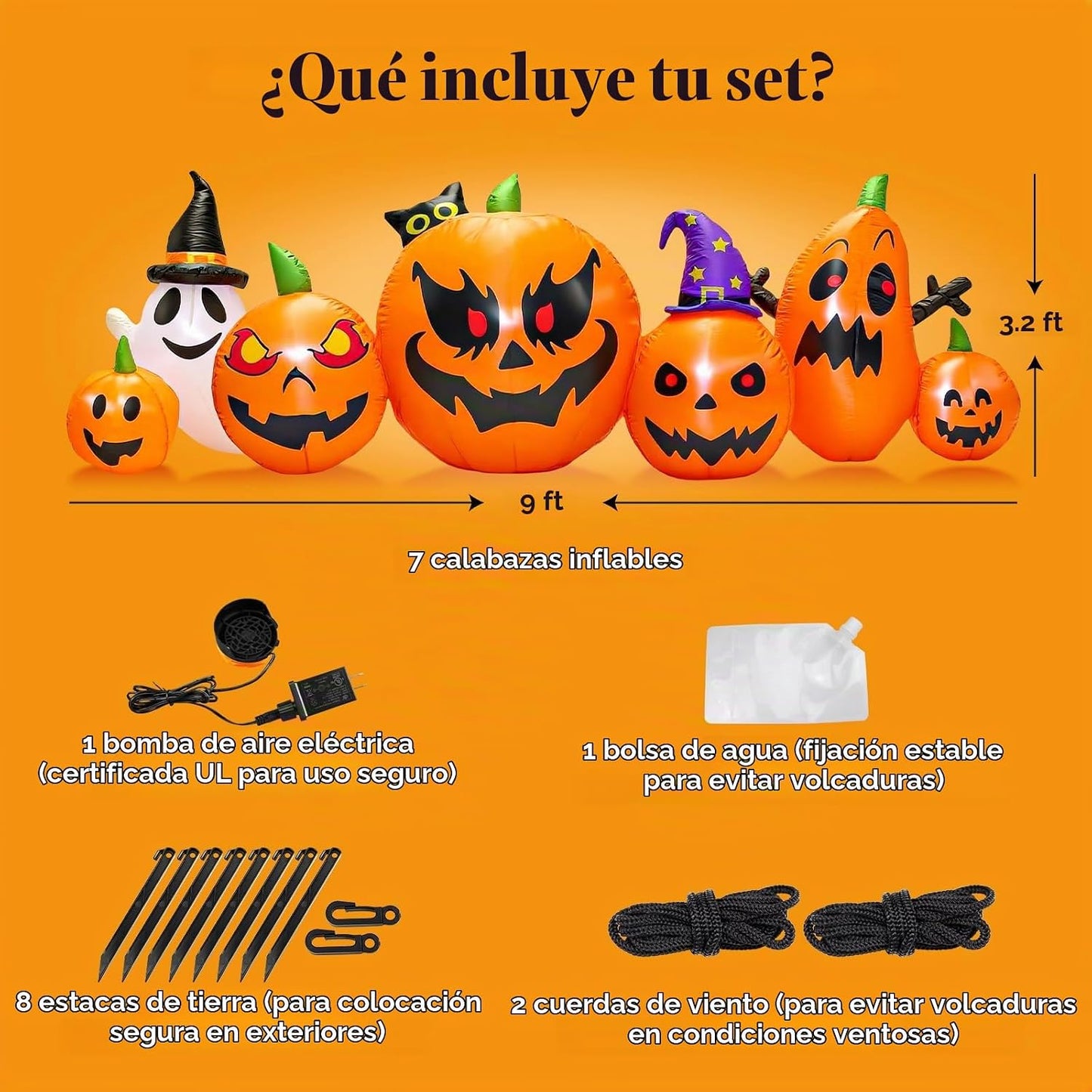 Inflables de Halloween de 9 pies, decoraciones de Halloween inflabl...